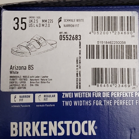 New Birkenstock Arizona White Sandals 35 - Picture 5 of 5